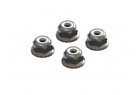 ARRMA Flanged Nyloc Locknut 4mm Silver Pack of 4 Z-AR708008