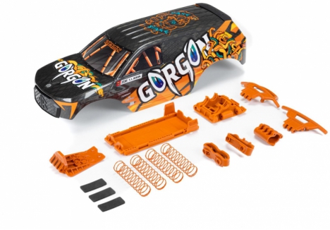 ARRMA GORGON 1/10 Monster Truck Painted Body Shell Orange ARA402357