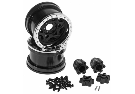 Axial 1/10 2.2 Walker Evans Beadlock Wheels 12mm Hex Black Chrome Z-AX31037