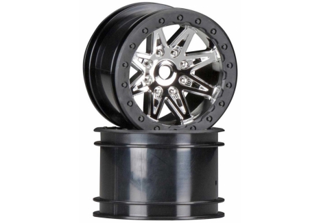 Axial 1/10 Rebel 2.2 Rock Crawler Wheels 12mm Hex Black Chrome Z-AX08137