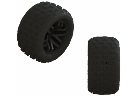 dBoots 'FORTRESS' 1/18th Tire Set Glued (Black) (2 Pairs)