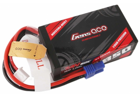 Gens Ace Car 2S 7.4V 850mAh 60C LiPo Battery with EC2 O-GC2S0850-60E2