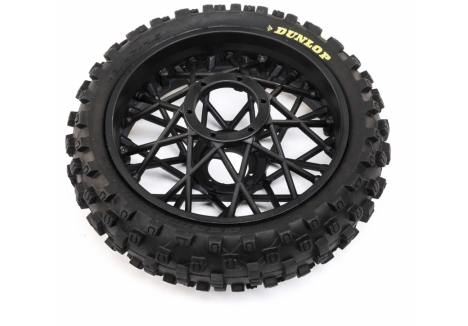 Losi Dunlop MX53 Rear Tyre Mounted 1/4 Promoto-MX Black Z-LOS46005