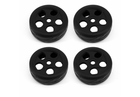 RC Overhaul 1/8 Buggy Wheel and Tyre Set Black Slick On-Road G-RCO-UN005