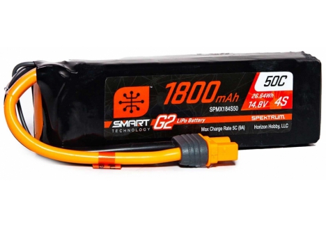 Spektrum 14.8V 1800mAh 4S 50C Smart G2 LiPo Battery IC3 SPMX184S50