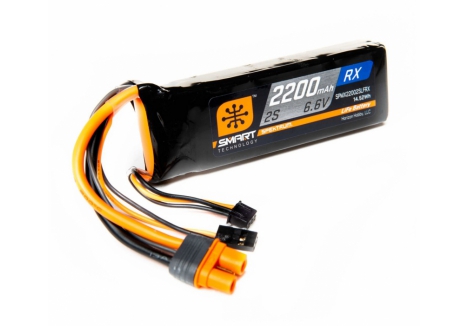 Spektrum 2200mAh 2S 6.6V Smart LiFe Receiver Battery IC3 SPMX22002SLFRX