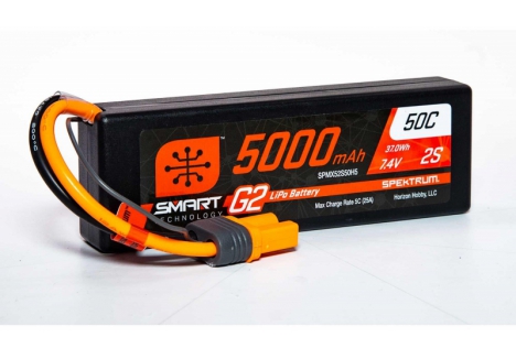 Spektrum 2S 5000mAh 7.4V 50C Smart G2 LiPo Battery IC5 SPMX52S50H5