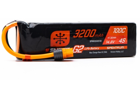 Spektrum 4S 14.8V 3200mAh 100C Smart G2 LiPo Battery IC3 O-SPMX324S100