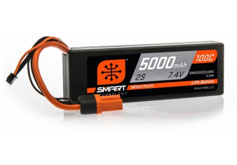Spektrum 5000mAh 2S 7.4V 100C Smart LiPo Battery Hardcase IC5 O-SPMX50002S100H5