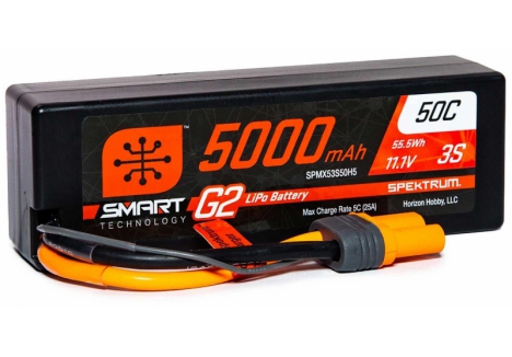 Spektrum 5000mAh 3S 11.1V Smart G2 50C LiPo Battery IC5 SPMX53S50H5