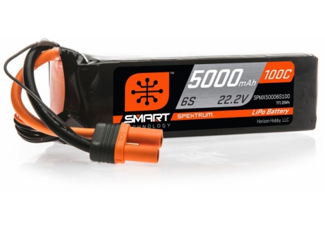 Spektrum 5000mAh 6S 22.2V 100C Smart LiPo Battery IC5 SPMX50006S100