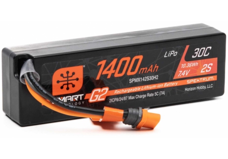 Spektrum Smart G2 7.4V 1400mAh 2S 30C LiPo Battery IC2 SPMX142S30H2
