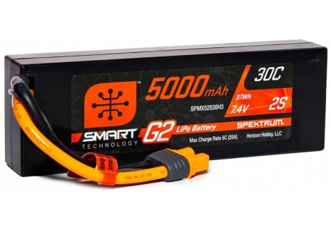 Spektrum Smart G2 LiPo Battery 5000mAh 2S 7.4V 30C Hardcase SPMX52S30H3