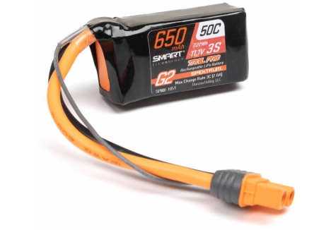 Spektrum Smart G2 Trail Pro 11.1V 650mAh 3S 50C LiPo Battery IC2 SPMX-1051