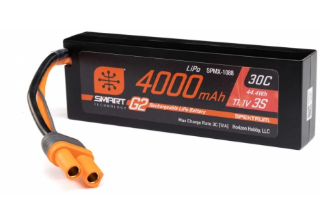 SPM 11.1V 4000mAh 3S 30C Smart G2 Hardcase LiPo Battery: IC5 O-SPMX-1088