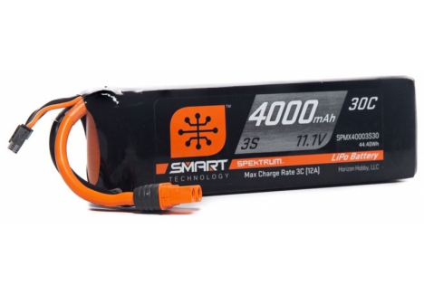 SPM 4000mAh 3S 11.1V Smart LiPo Battery 30C; IC3 O-SPMX40003S30