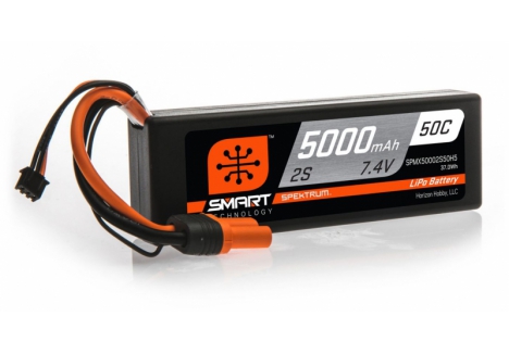 SPM 5000mAh 2S 7.4V 50C Smart LiPo Hardcase; IC5 O-SPMX50002S50H5