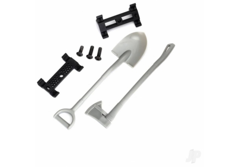 Traxxas Black Shovel and Axe with Accessory Mount and Mounting Hardware TRX8122