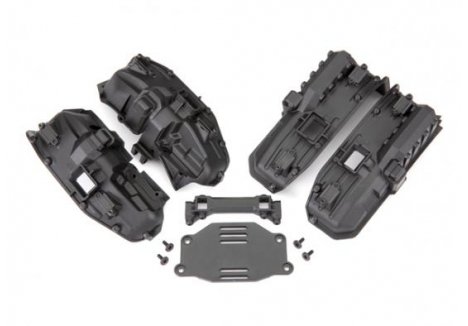 Traxxas Fenders, inner (narrow), front & rear (for clipless body mounting) (2 each)/ rock light covers (8)/ battery plate/ body mount/ 3x8 flat-head screws (4)/ 2.5x6 CS (10) TRX8080X