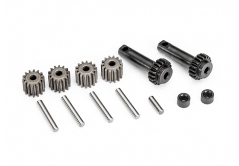 Traxxas Gear Set, differential (planetary) (output gears (2), spider gears (4), spider gear shafts (4), differential spacers (2), output shaft (1), 2.5x8.25mm pin (2)) TRX10782