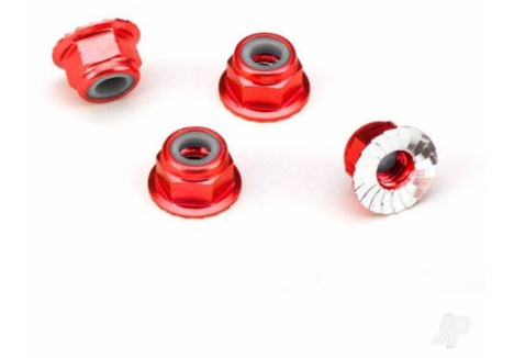 Traxxas M4 Aluminium Flanged Serrated Locking Nuts Red Anodised TRX1747A
