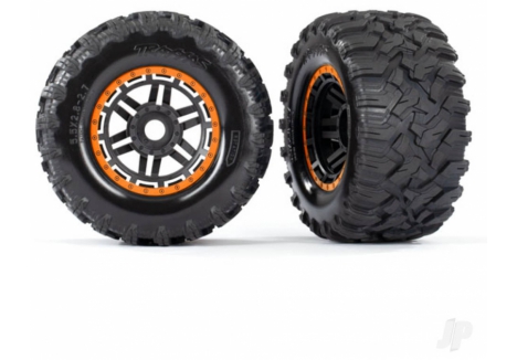 Traxxas Maxx MT Wheels Tyres Assembled Glued 1/10 Orange TRX8972T