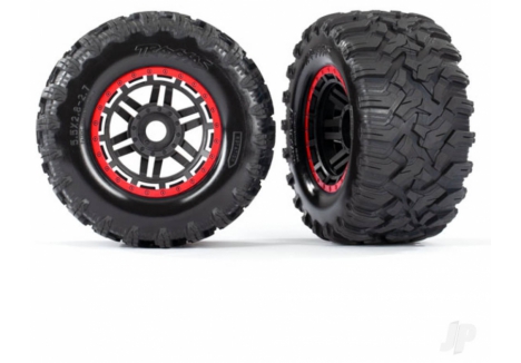 Traxxas Maxx MT Wheels Tyres Assembled Glued 1/10 Red TRX8972R
