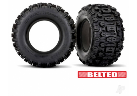 Traxxas Sledgehammer Belted RC Tyres with Foam Inserts Pair TRX7870
