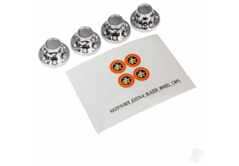 Traxxas Wheel Centre Caps Chrome 4 Pack with Decal Sheet TRX8164