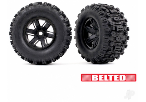 Traxxas X-Maxx 1/6 Sledgehammer Belted Tyres Wheel Tyre Assembly Pair TRX7871