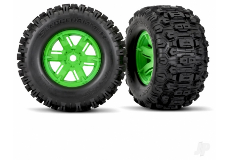 Traxxas X-Maxx Sledgehammer Tyres Green Wheels Assembled 1/7 TRX7774G