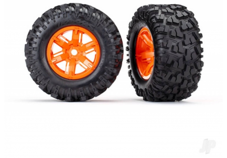 Traxxas X-Maxx Wheels and Tyres 1/7 Maxx AT Orange Assembled Glued TRX7772T
