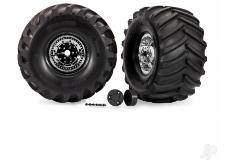 Traxxas X-Monster Wheels White Terra Groove Tyres RC Truck TRX7689