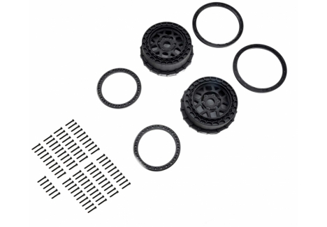Wheel and Beadlock Set, Black (2): 5IVE-T 3.0