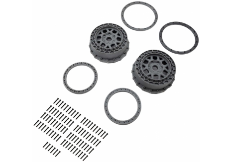 Wheel and Beadlock Set, Gray (2): 5IVE-T 3.0