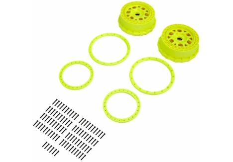 Wheel and Beadlock Set, Yellow (2): 5IVE-T 3.0